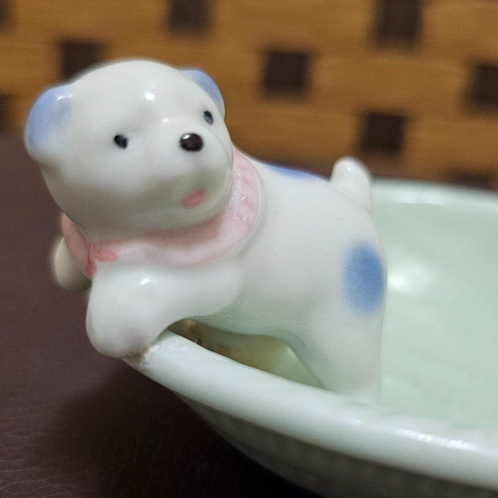 Vintage Ceramic Puppy in a Basket